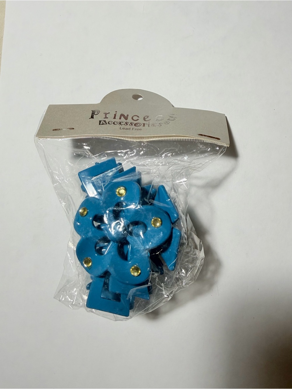 Prince Accessories Blue Floral Jaw Clip with Gold Studs
